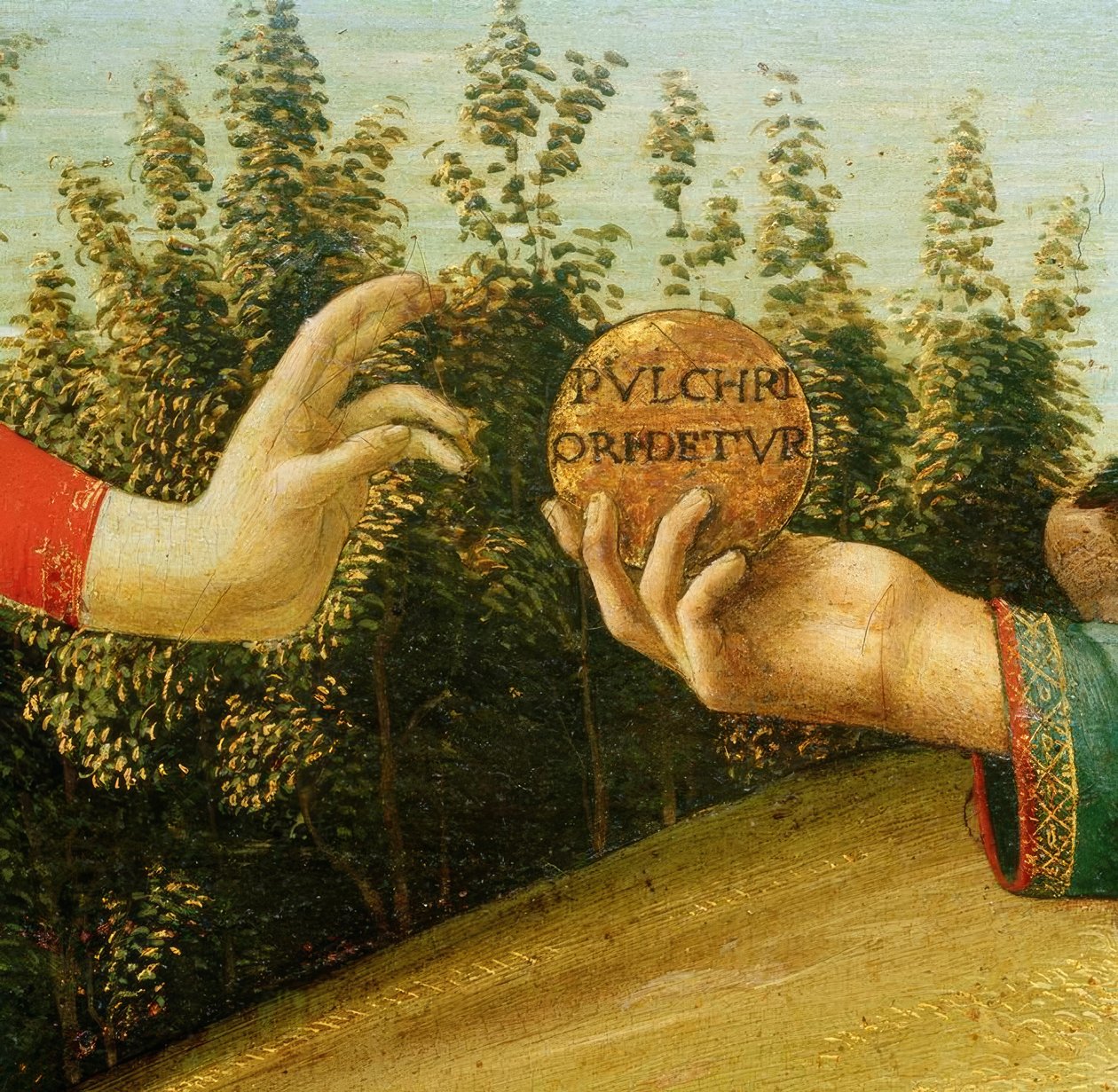 O veredicto de Paris (mãos com maçã) de Sandro Botticelli