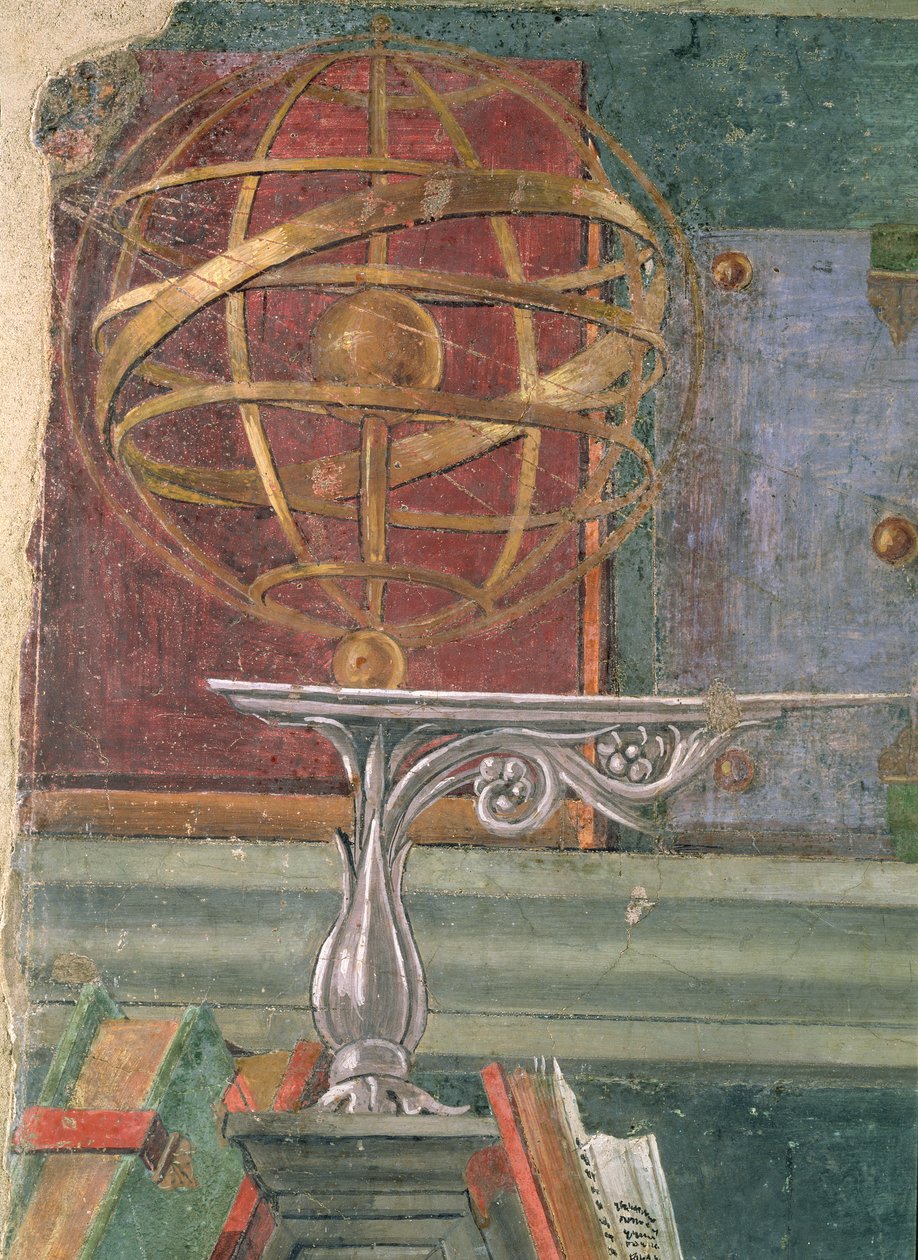 Detalhe de Santo Agostinho em seu estudo mostrando uma esfera armilar (veja também 44371) de Sandro Botticelli
