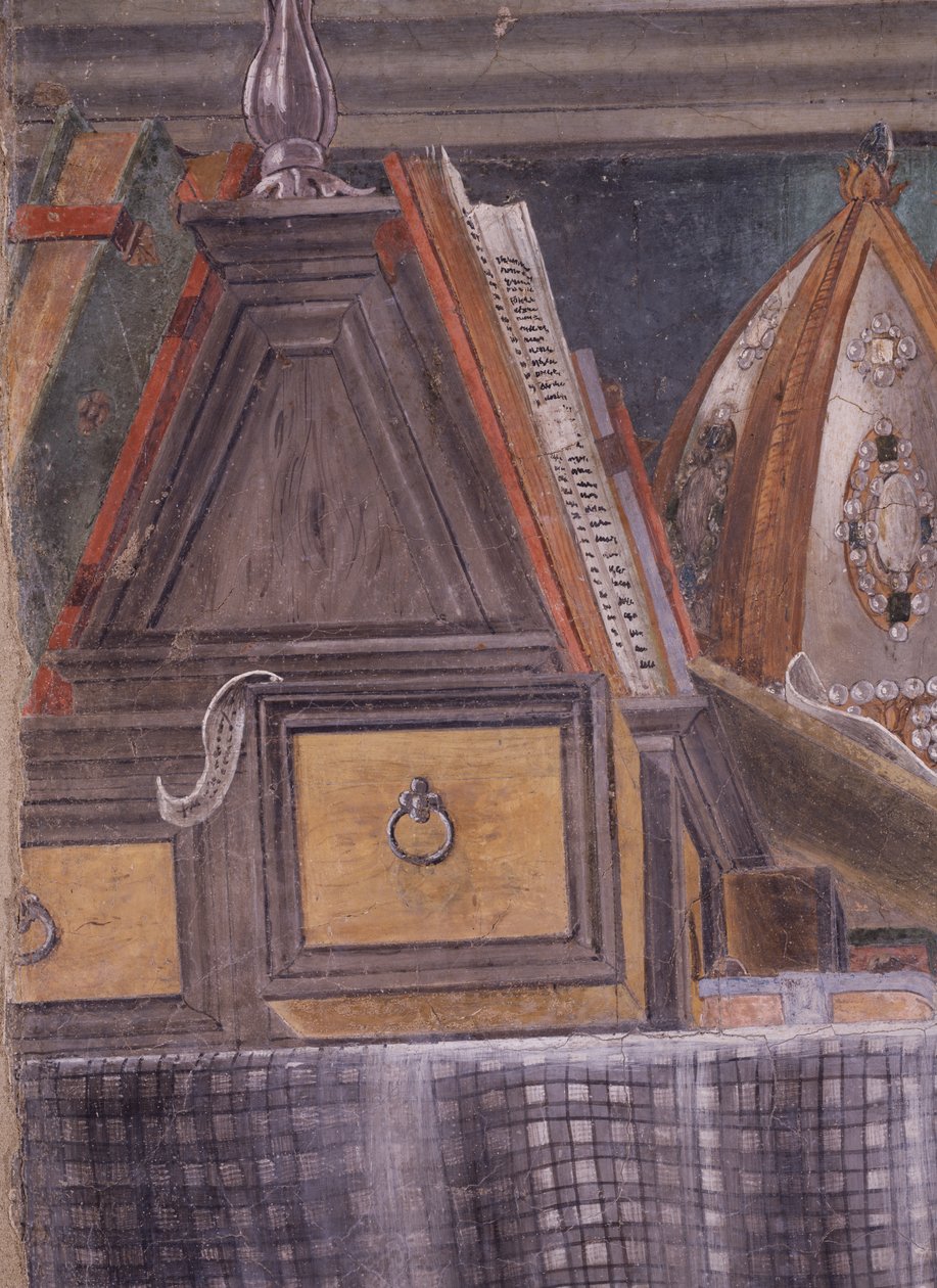 Detalhe de Santo Agostinho em seu celular, c.1480 detalhe fresco de 29143 de Sandro Botticelli