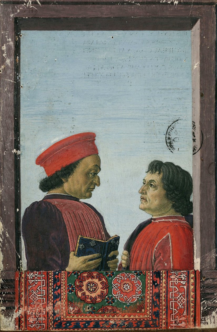 Federico Montefeltro e Cristofo Landino Século XV de Sandro Botticelli
