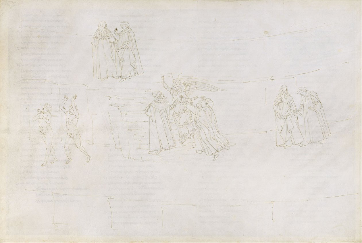 Ilustração da Divina Comédia de Dante Alighieri Purgatorio 17, 1480-1490 de Sandro Botticelli