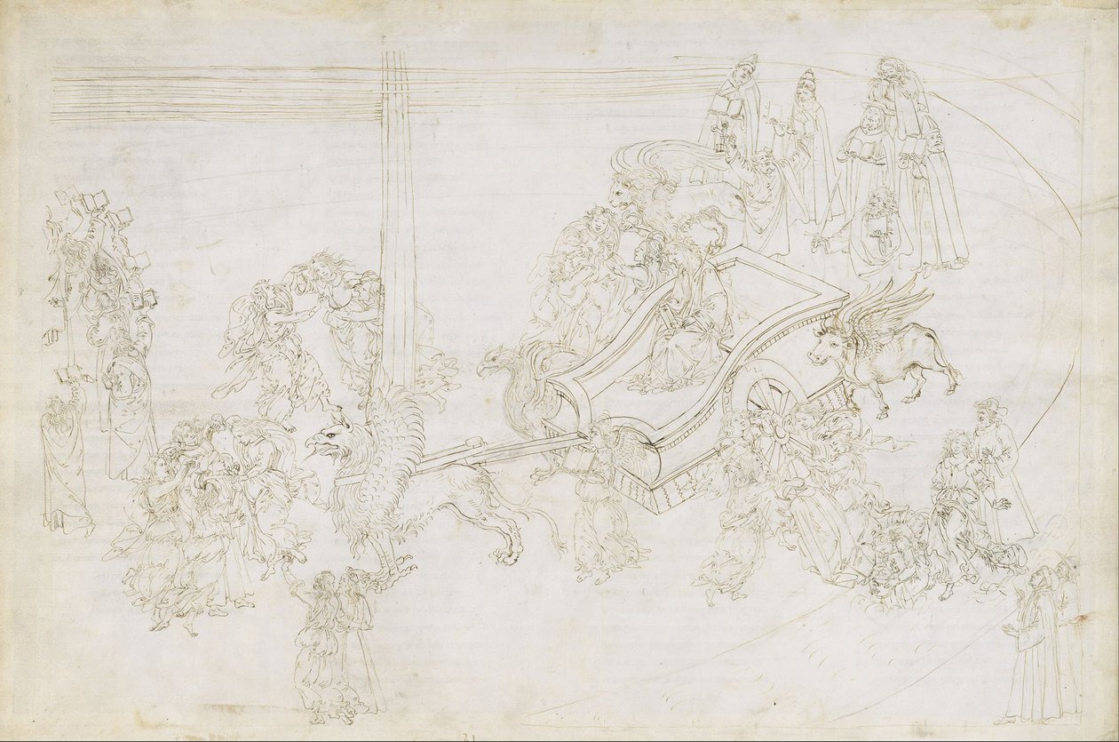 Ilustração da Divina Comédia de Dante Alighieri Purgatorio 31, 1480-1490 de Sandro Botticelli