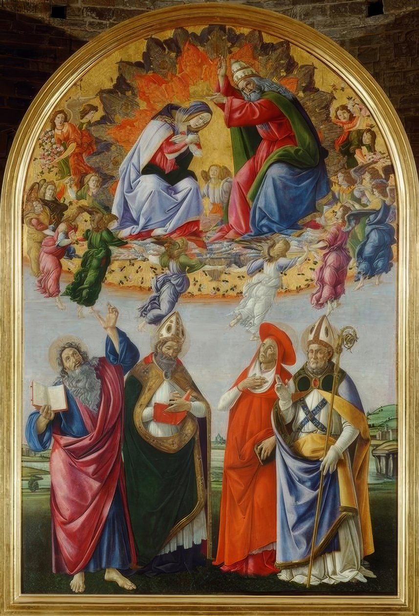 Coroação de Maria com quatro santos de Sandro Botticelli