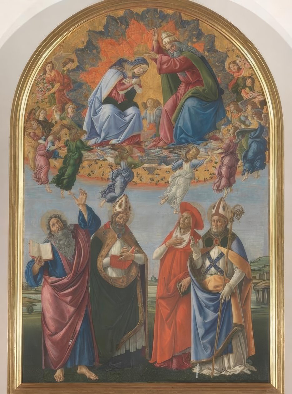 Coroação de Maria com quatro santos de Sandro Botticelli