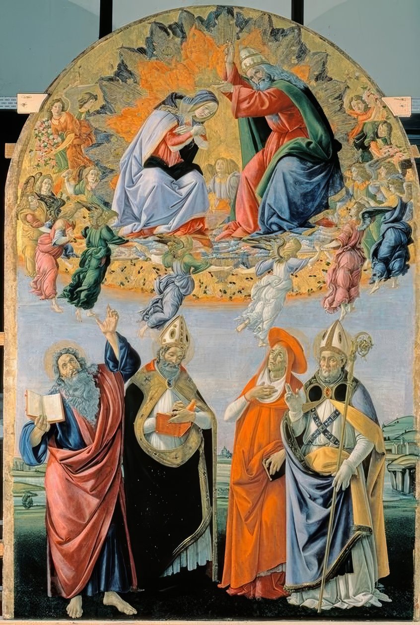Coroação de Maria com quatro santos de Sandro Botticelli