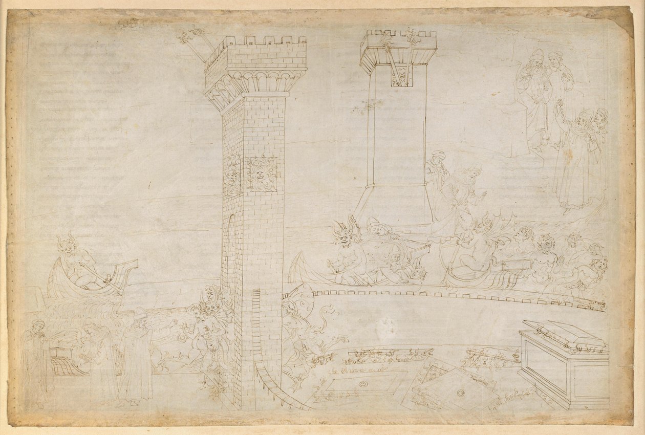 A Divina Comédia, Inferno VIII. Virgílio e Dante no quinto círculo do Inferno: os irascíveis no Estige; às portas da cidade de Dis de Sandro Botticelli