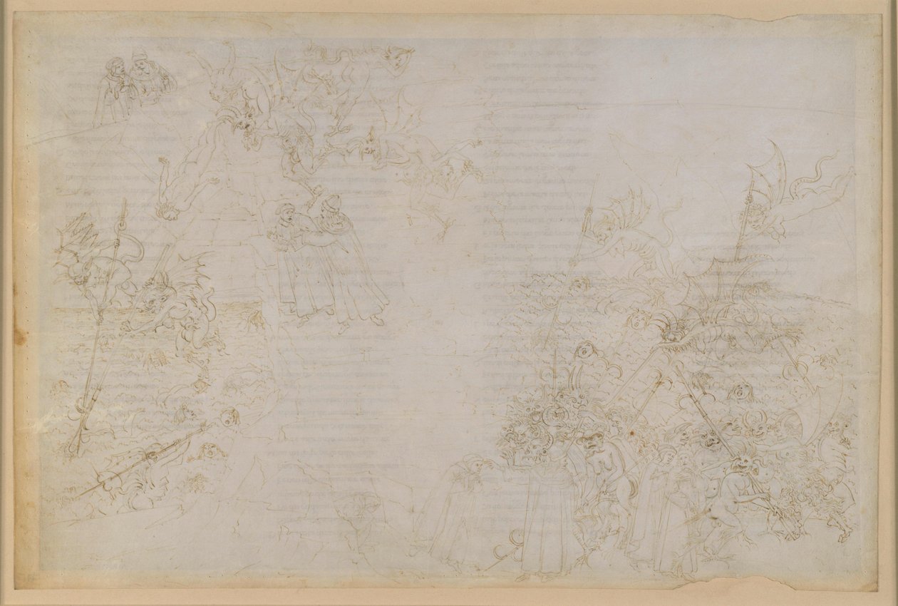 A Divina Comédia, Inferno XXI. Virgílio e Dante no oitavo círculo do Inferno (Malebolge), 5.ª Bolgia: Castigo dos corruptos no exercício de cargos públicos; A escolta dos demónios de Sandro Botticelli