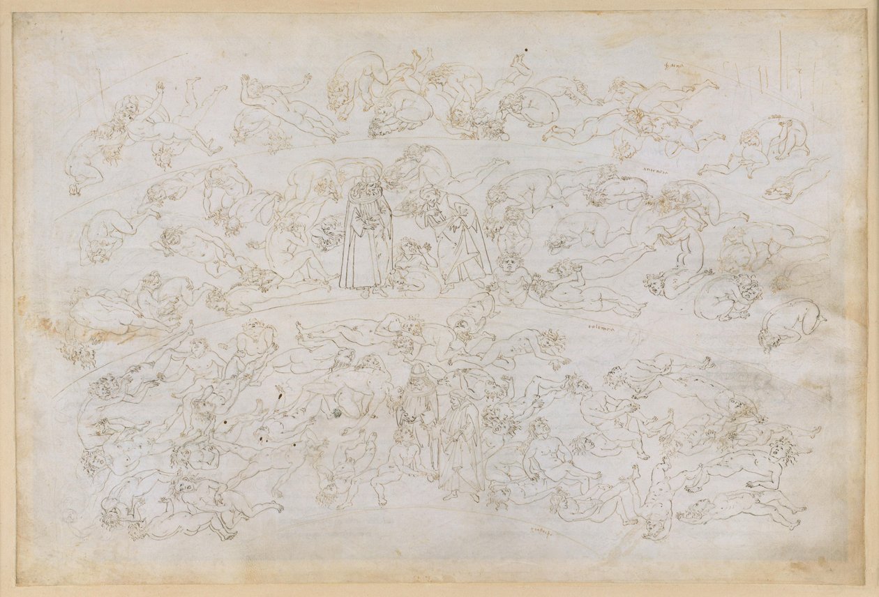 A Divina Comédia, Inferno XXXIII. Nono círculo do Inferno (Cócito), 3.ª faixa: Confissão do conde Ugolino; Castigo dos traidores dos anfitriões no gelo da Ptolomeia de Sandro Botticelli