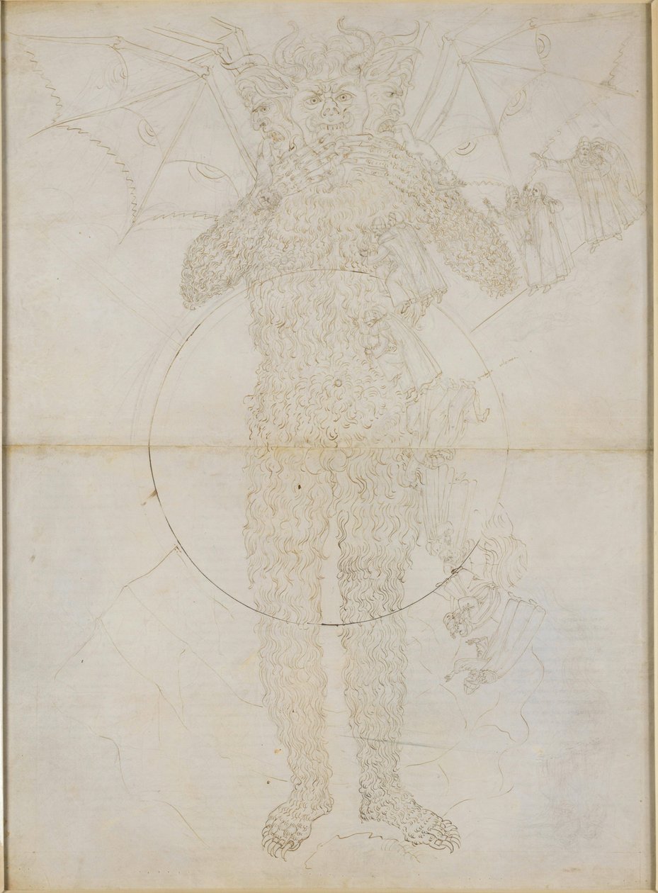 A Divina Comédia, Inferno XXXIV (2). O centro do Inferno: Lúcifer em toda a sua estatura (o Grande Satanás); Adeus ao Inferno de Sandro Botticelli