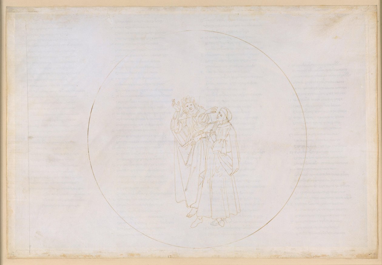 A Divina Comédia, Paraíso XII. Quarta esfera planetária (céu solar): O franciscano Boaventura elogia a vida e a obra de São Domingos e repreende a divisão da sua própria ordem de Sandro Botticelli