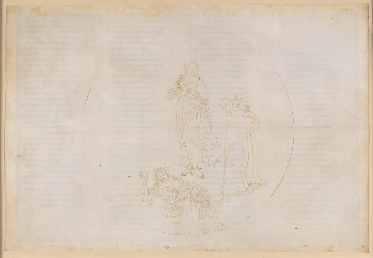 A Divina Comédia, Paraíso XVIII. Quinta esfera planetária (Céu de Marte): Cacciaguida nomeia os bem-aventurados que lutaram pela fé — Passagem para a esfera de Júpiter de Sandro Botticelli