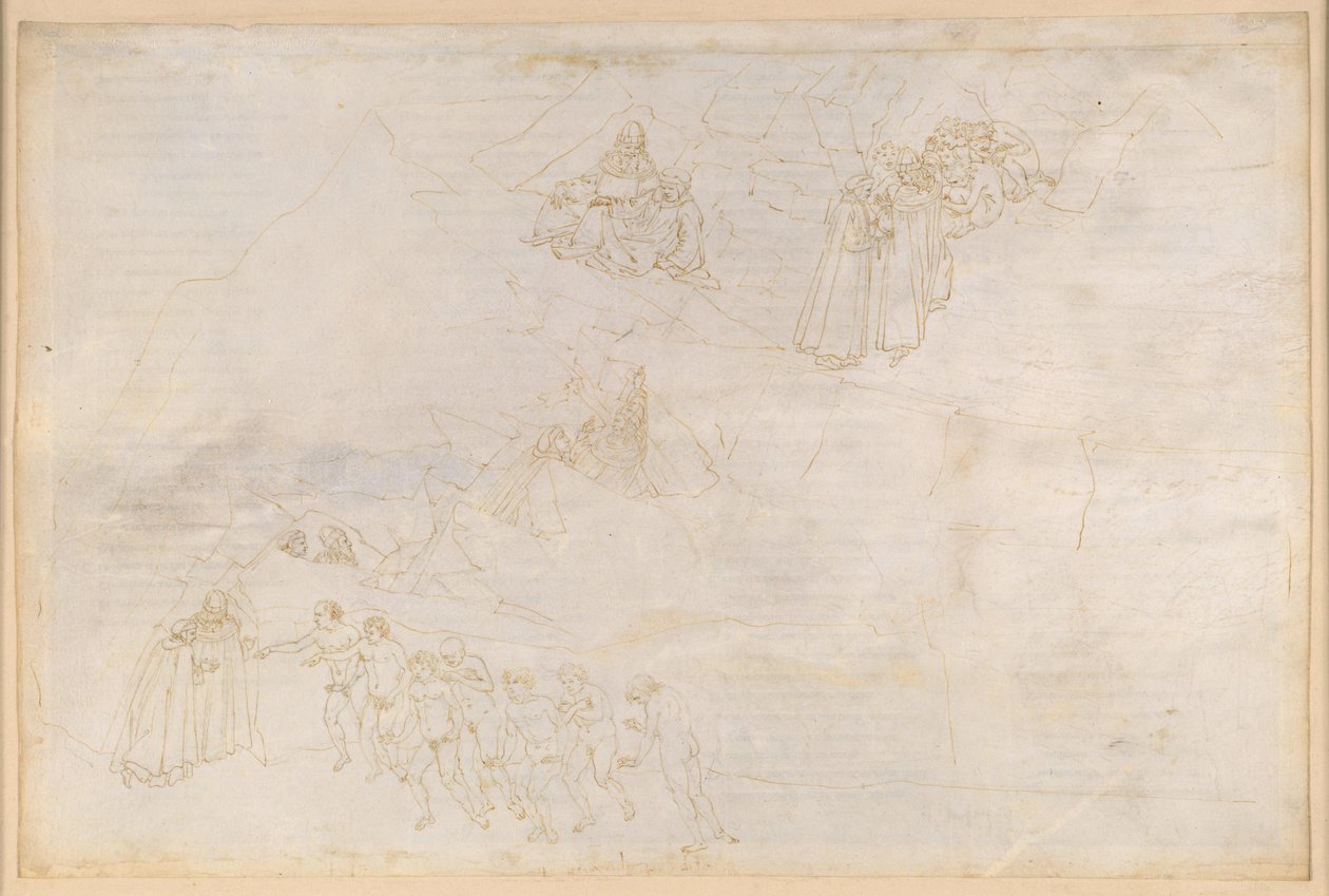 A Divina Comédia, Purgatório IV. Pré-Purgatório: Anel da Ilha, Maciço da Base e Zona Central; Ascensão e Penitência dos Negligentes de Sandro Botticelli