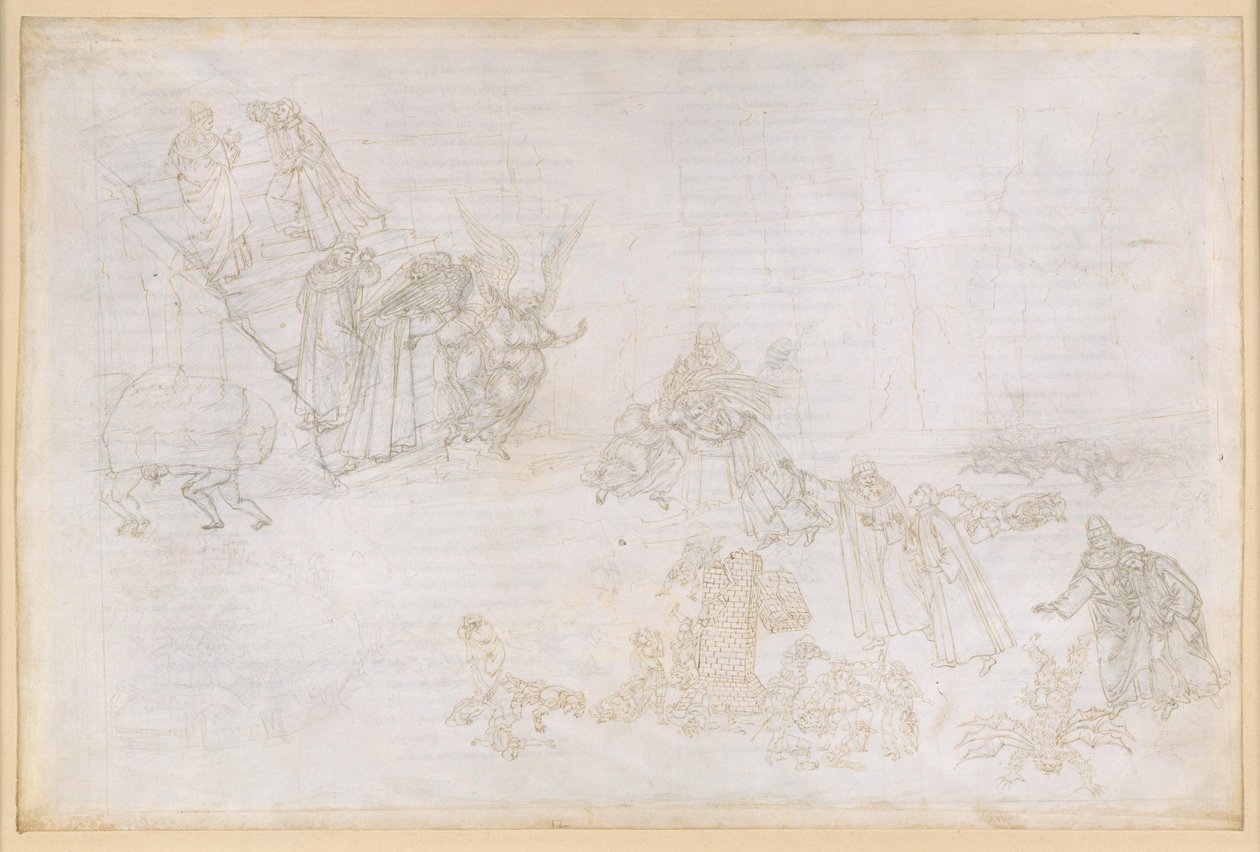 A Divina Comédia, Purgatório XII. Primeiro anel do Purgatório: imagens do castigo pela soberba; o anjo diante dos degraus que conduzem ao segundo anel de Sandro Botticelli