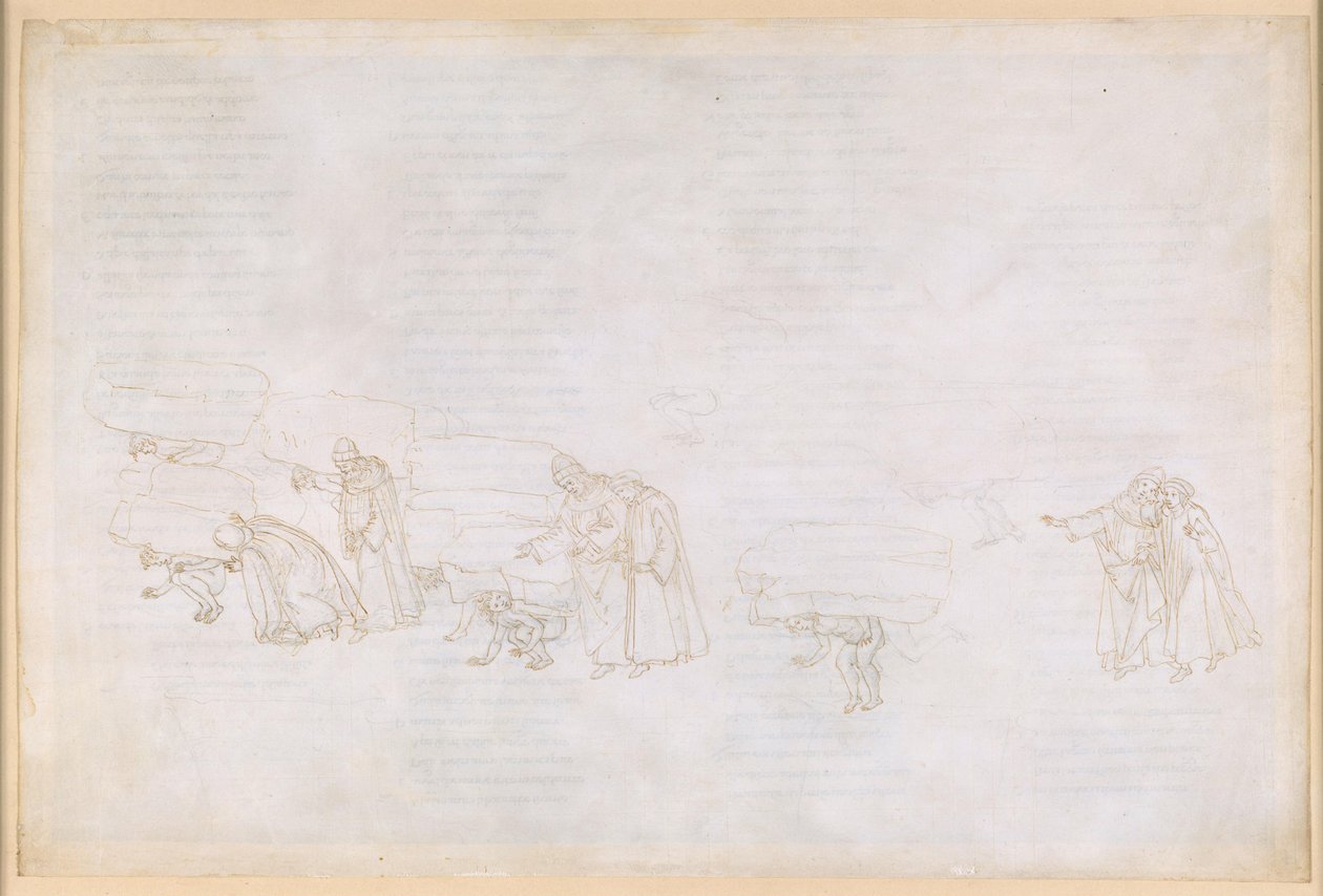 A Divina Comédia, Purgatório XI. Primeiro Anel do Purgatório: a penitência dos cavaleiros e artistas ávidos de glória de Sandro Botticelli