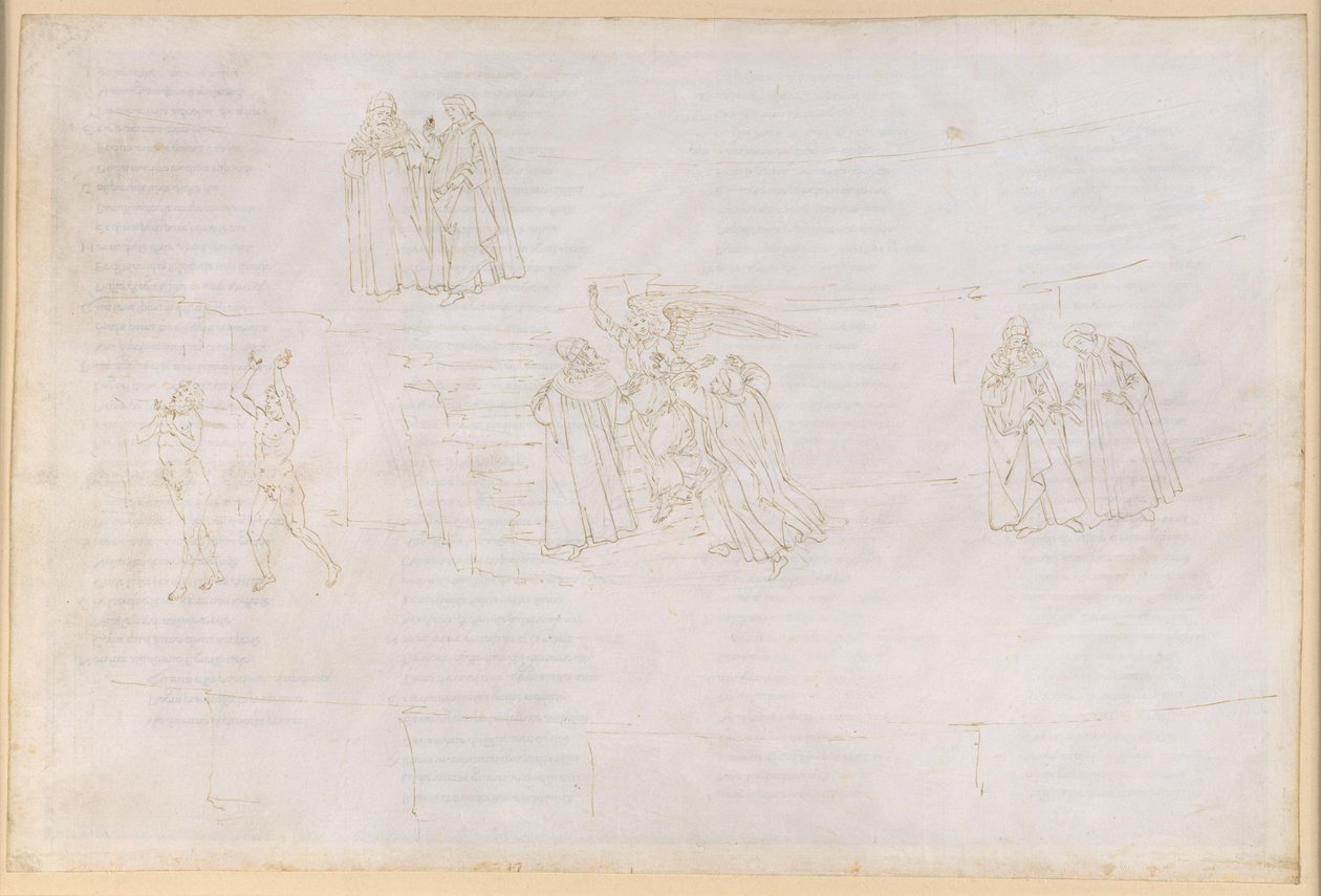 A Divina Comédia, Purgatório XVII. Ascensão ao quarto círculo do Purgatório: Virgílio explica o Purgatório a Dante de Sandro Botticelli