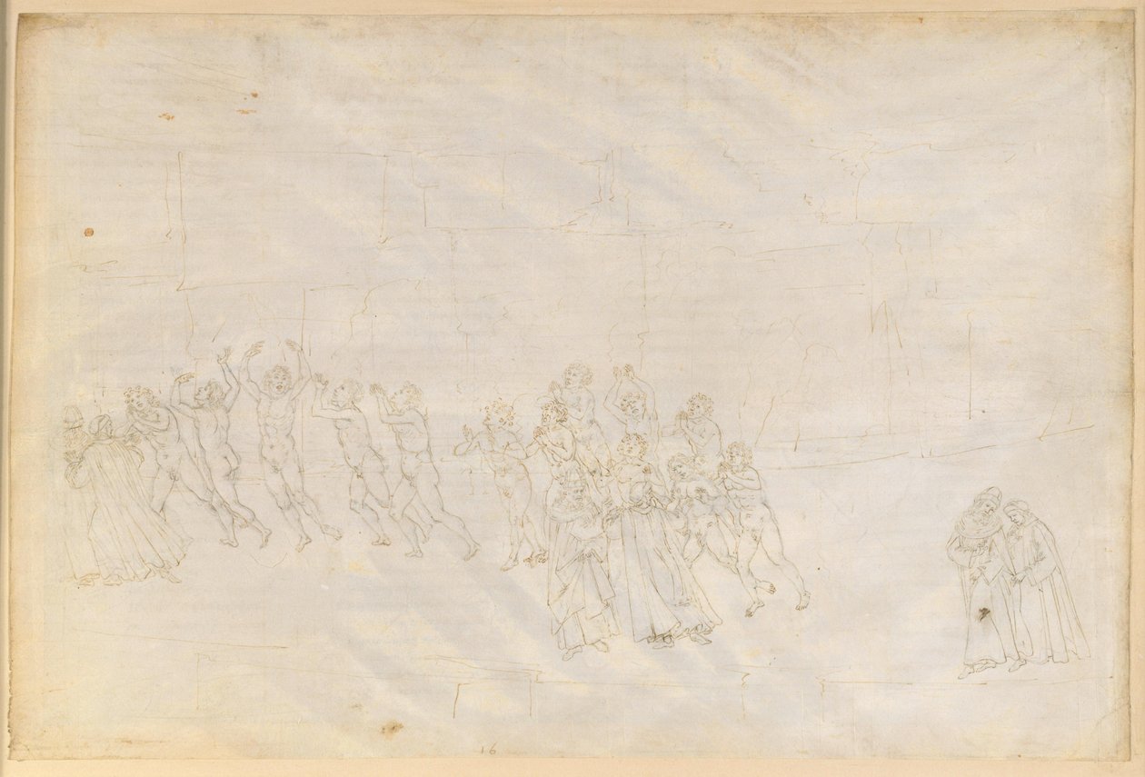 A Divina Comédia, Purgatório XVI. Terceiro Anel do Purgatório: a penitência dos irascíveis; conversa de Dante com Marco Lombardo de Sandro Botticelli