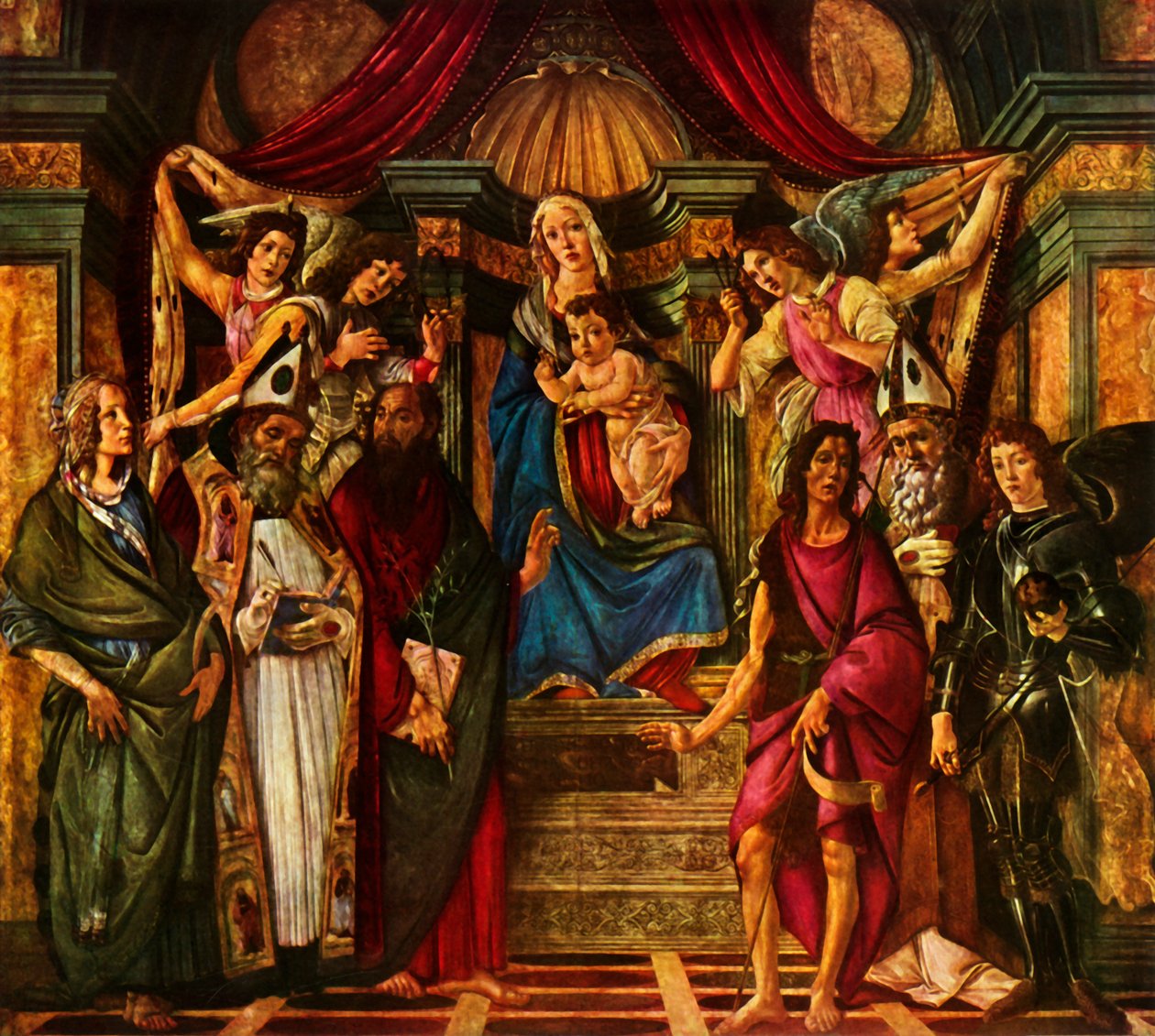 Madonna Entronizada com Seis Santos, 1483, 1937. de Sandro Botticelli
