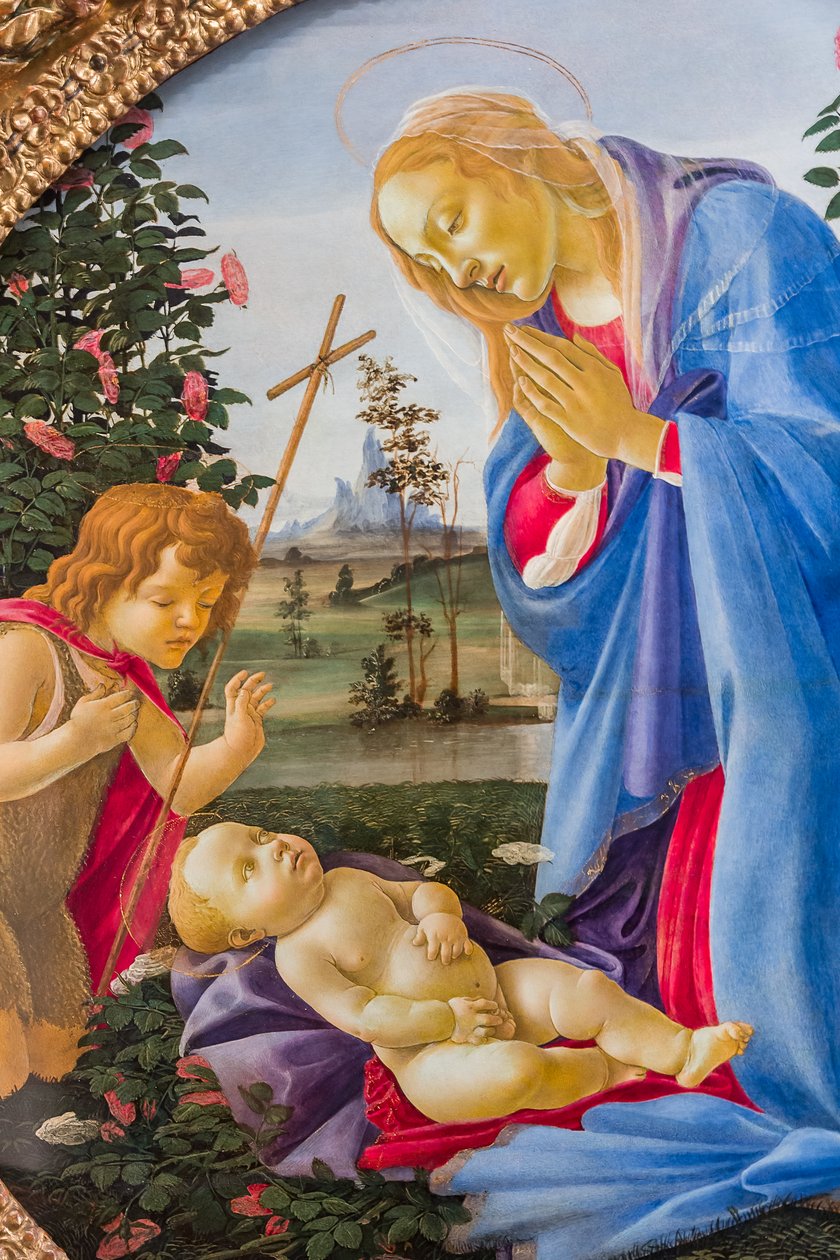 Madonna adorando o Menino Jesus com o jovem São João, c.1483-87 de Sandro Botticelli
