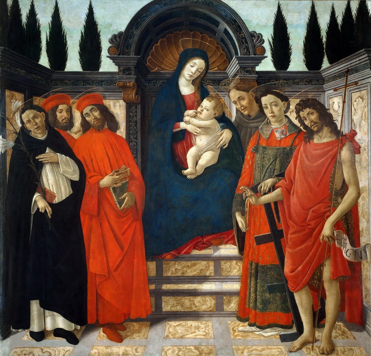 Madonna e Criança com Santos Pá do Trebbio, c. 1490-1 de Sandro Botticelli