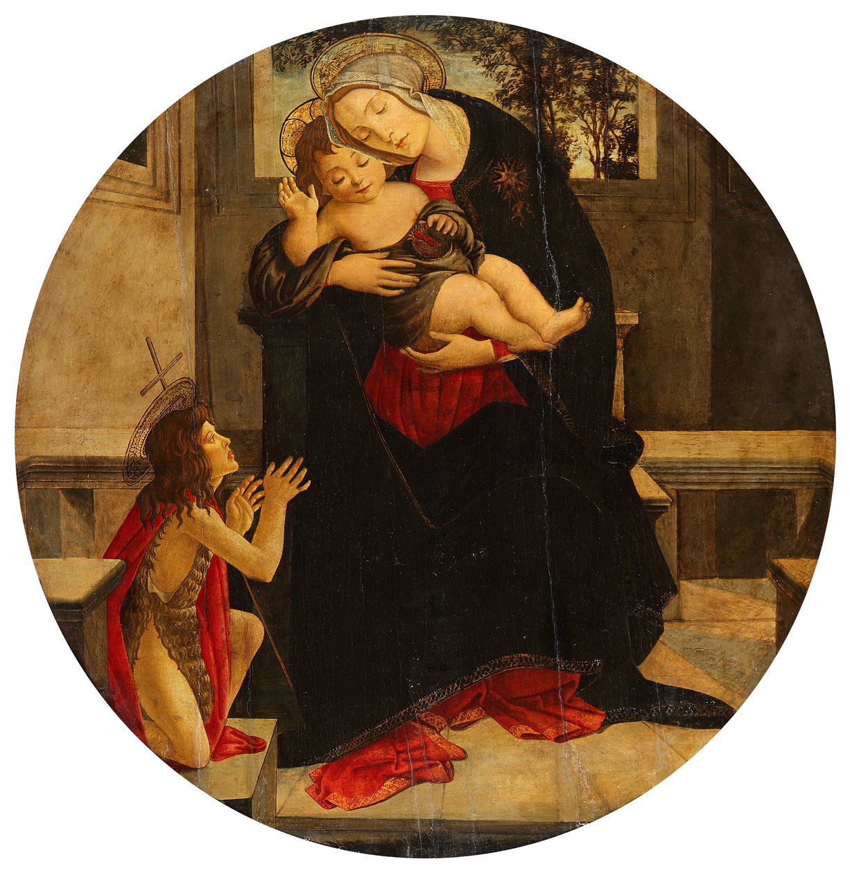 Maria com o Menino e o jovem João de Sandro Botticelli