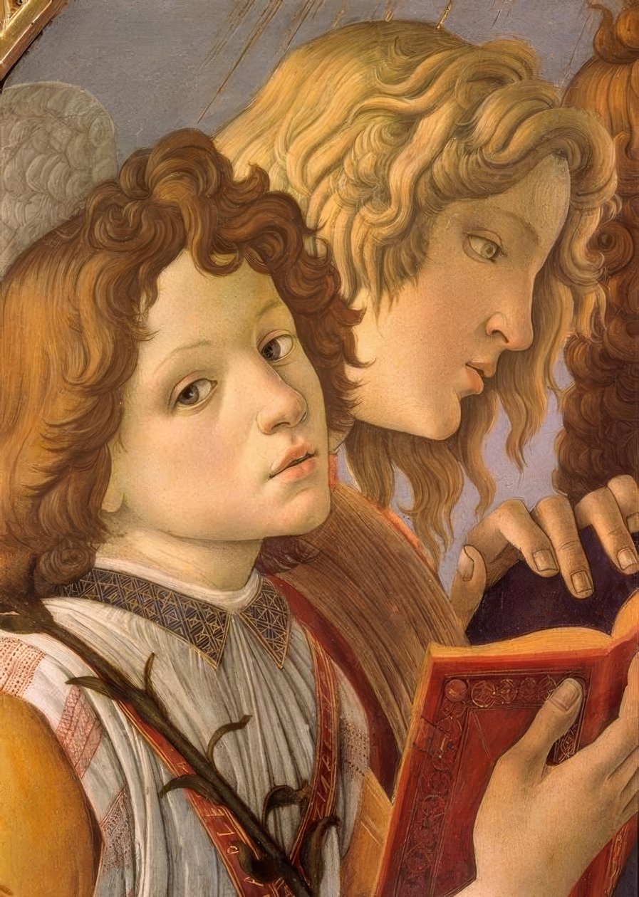 Maria com a criança e seis anjos de Sandro Botticelli