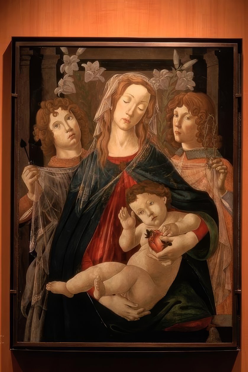Maria com a criança e dois anjos de Sandro Botticelli
