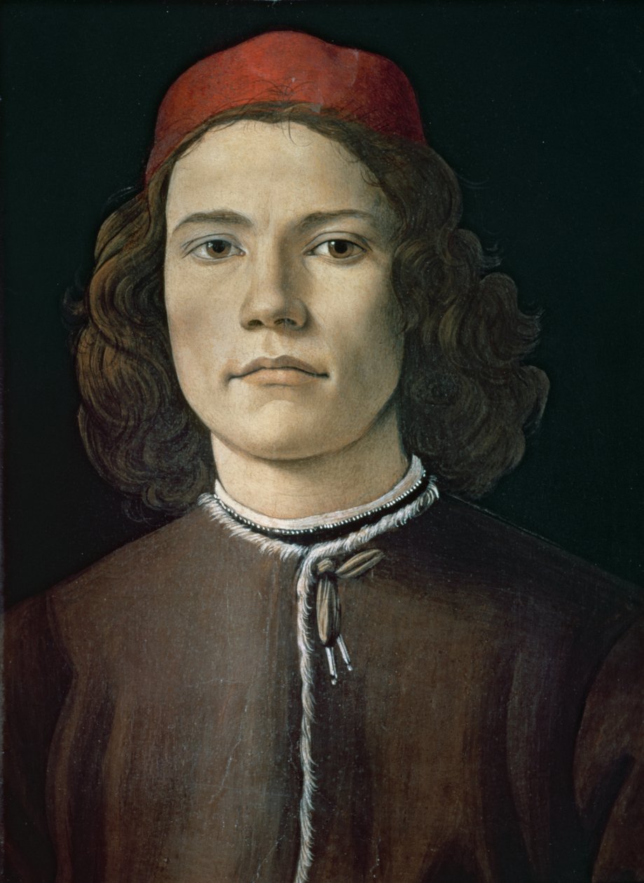 Retrato de um jovem, c.1480-85 (óleo temperado no painel) de Sandro Botticelli