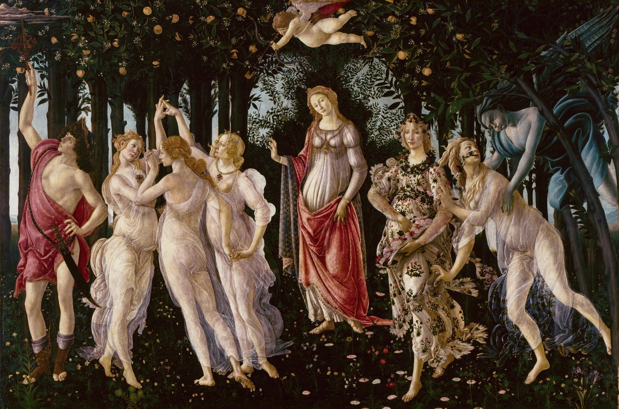 Primavera, c.1478 (têmpera no painel) de Sandro Botticelli