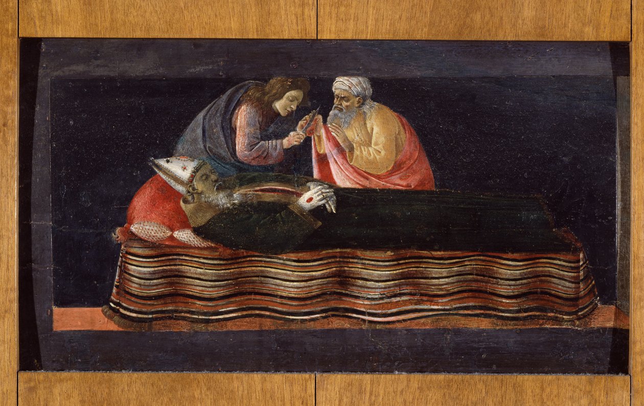 A extração do coração de Santo Inácio do Retábulo de São Barnabé de Sandro Botticelli