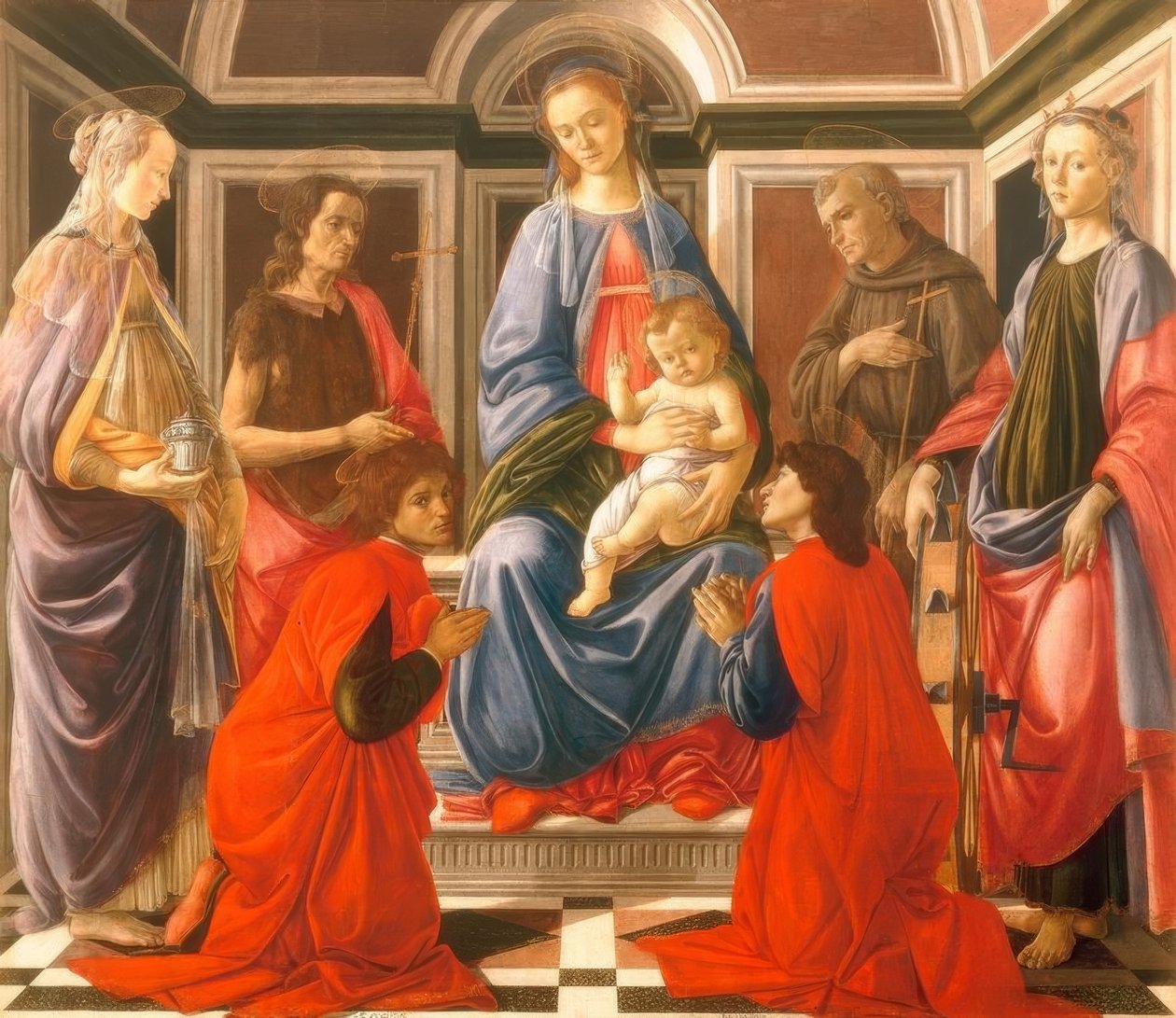 Madonna entronizada com a criança e de Sandro Botticelli