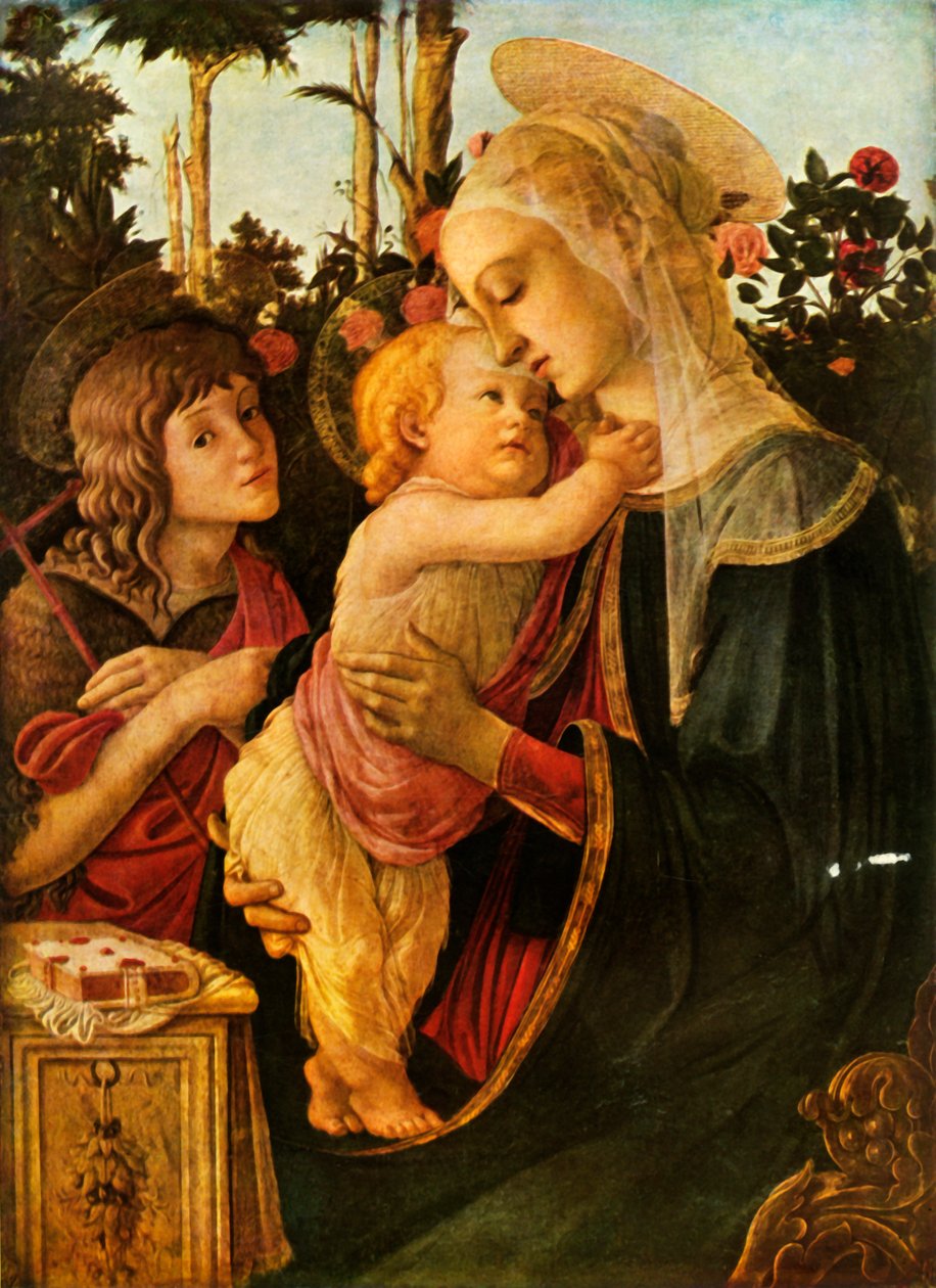 Virgem e Criança com o jovem São João Batista, 1470-1475, 1937. de Sandro Botticelli