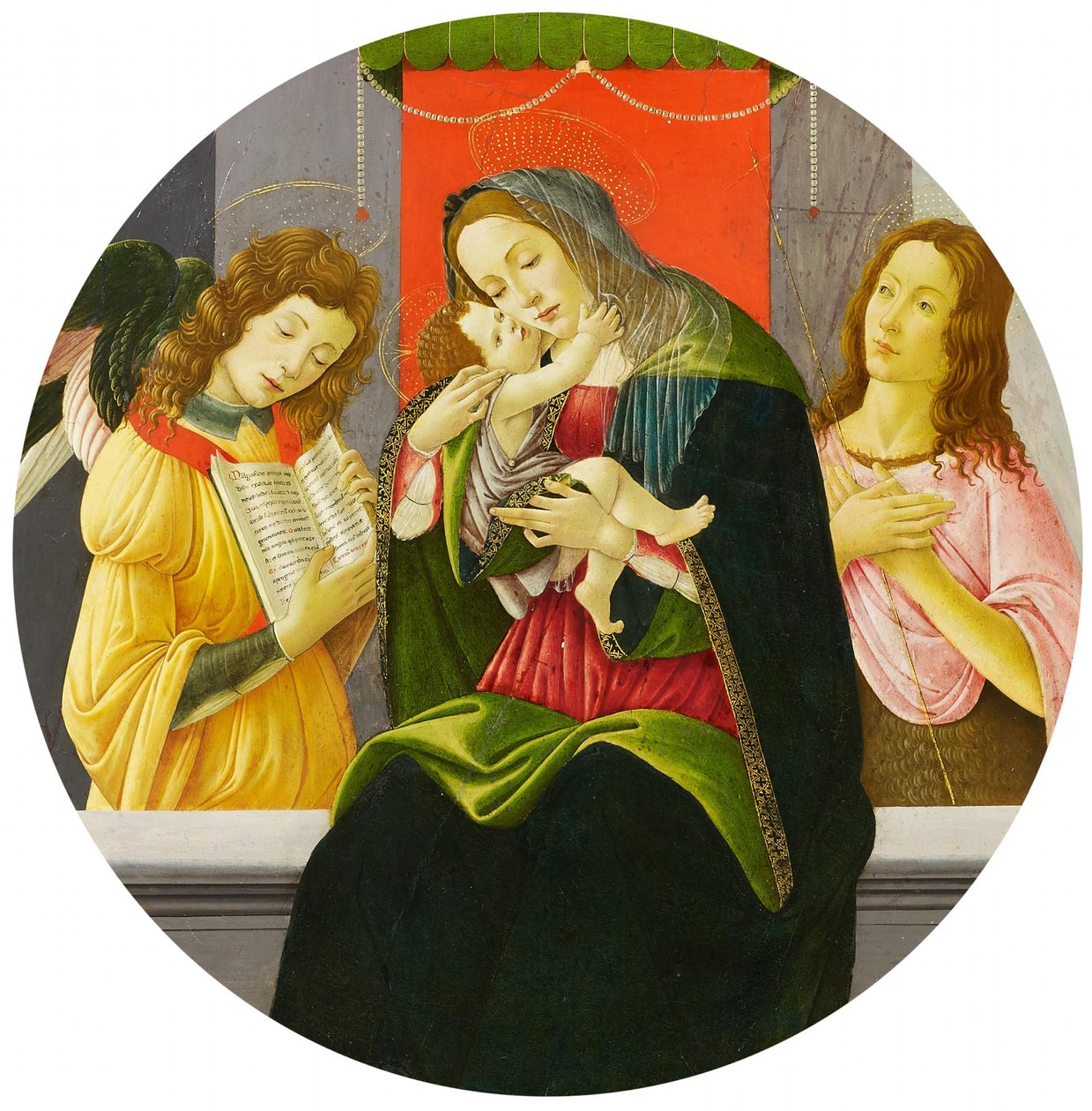 Nossa Senhora com o Menino, João Batista e um anjo de Sandro Botticelli and workshop