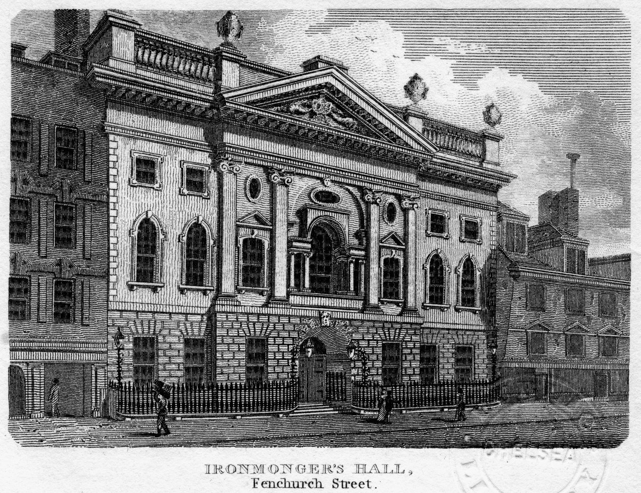 Ironmongers Hall, Fenchurch Street, cidade de Londres, 1812. de Sands