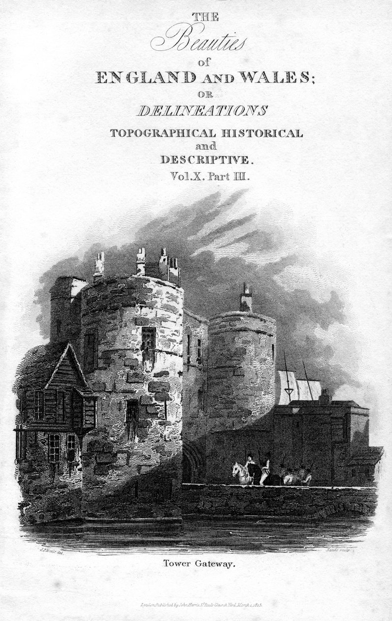 Gateway da torre, torre de Londres, 1815. de Sands