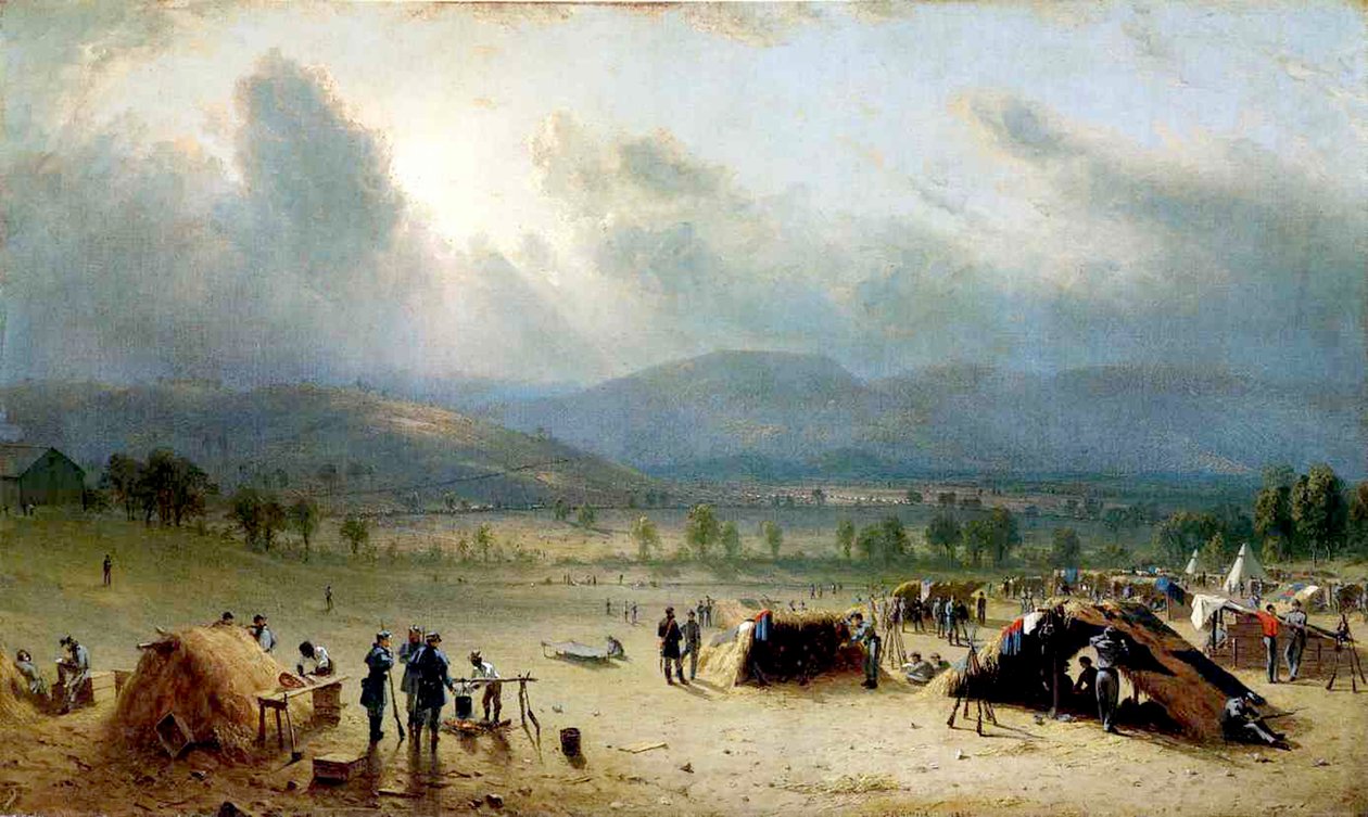O 7º Regimento dos EUA perto de Frederick, Maryland, 1863 (óleo e lápis sobre tela) de Sanford Robinson Gifford