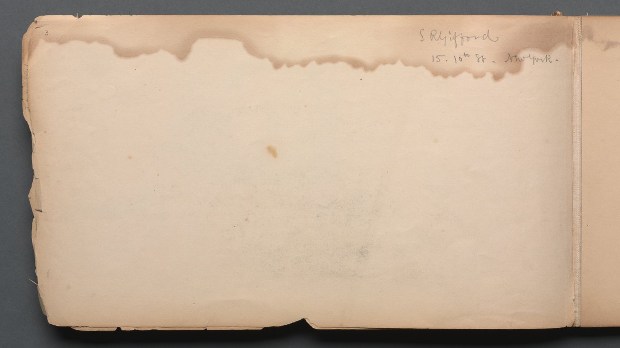 Caderno de desenho, página 03: SR Gifford 15 10th Street New York, 1859. de Sanford Robinson Gifford