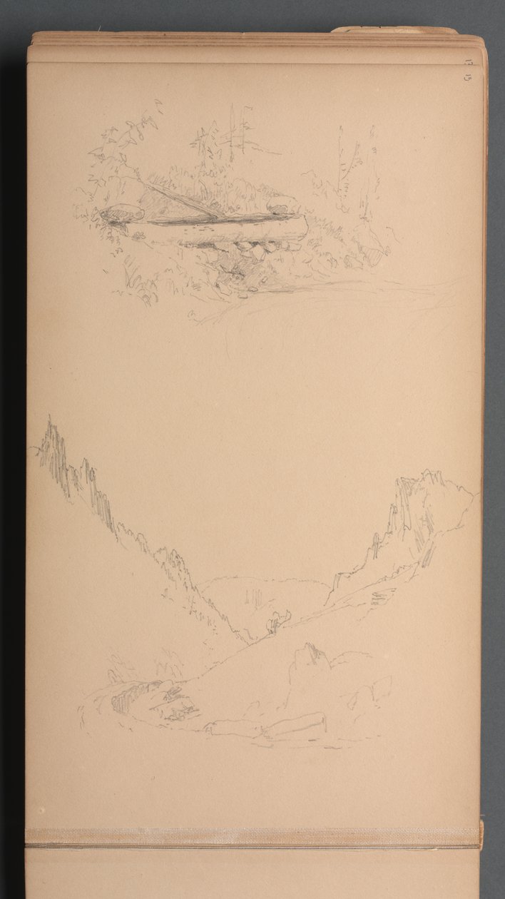 Caderno de desenho, página 15: Paisagens, Cataratas de Berlim, 1859. de Sanford Robinson Gifford