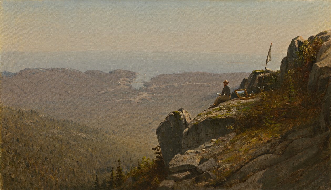 O artista desenhando em Mount Desert, Maine de Sanford Robinson Gifford