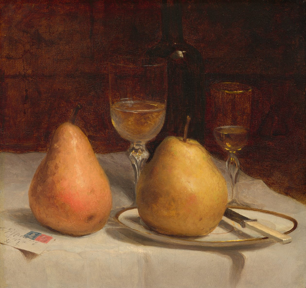 Duas peras em uma mesa de Sanford Robinson Gifford