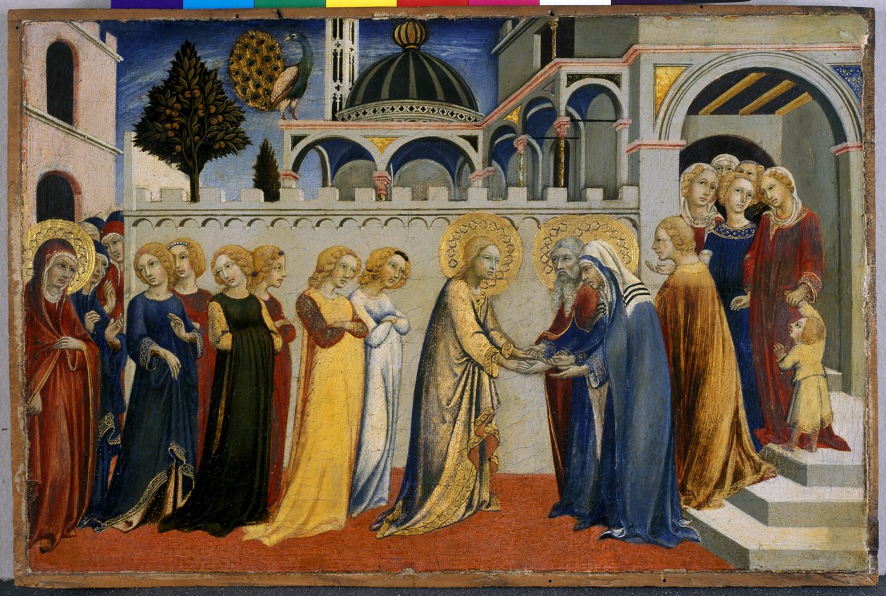 Regresso a casa Marys do templo, c.144851 (tempera na madeira) de Sano di Pietro