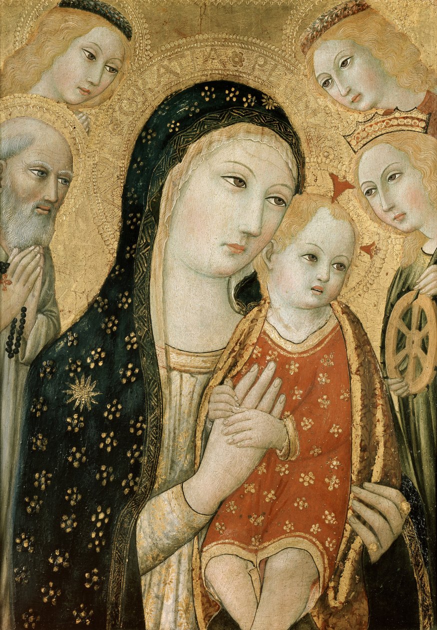 Madonna e criança com SS. Domingos e Catarina de Alexandria, século XV de Sano di Pietro