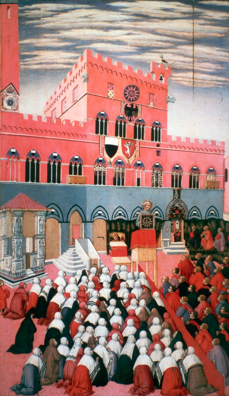 A pregação de San Bernardino, c1426-1481 de Sano di Pietro