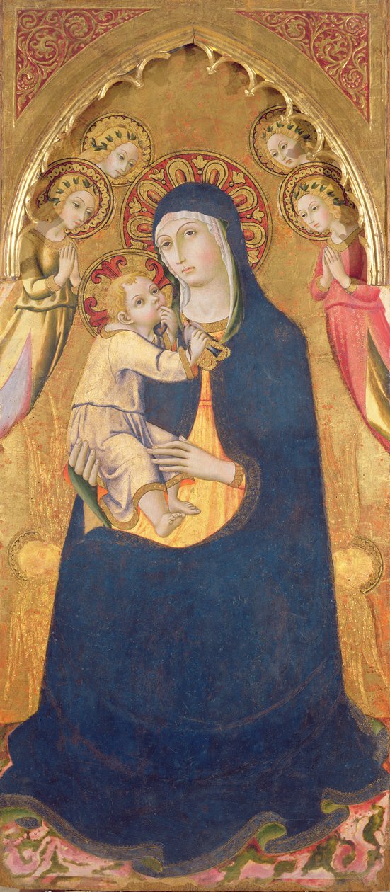 Madonna e Child (tempera e folha de ouro no painel) de Sano di Pietro