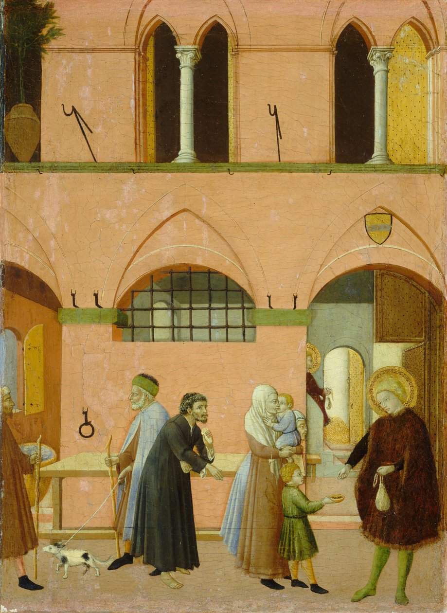 Santo Antônio distribuindo sua riqueza aos pobres, c. 14301435 de Sano di Pietro