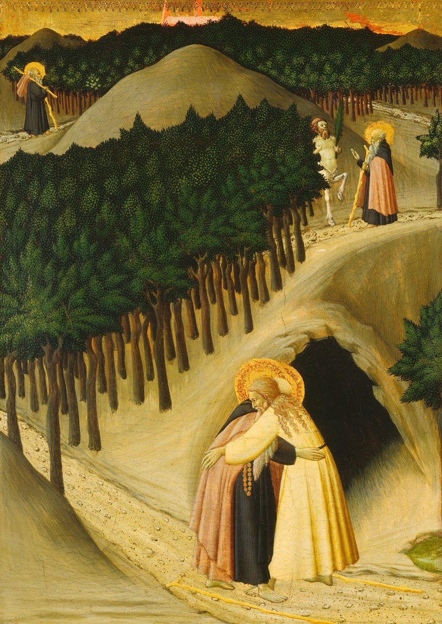 O Encontro de Santo Antônio e São Paulo, c. 14301435 de Sano di Pietro