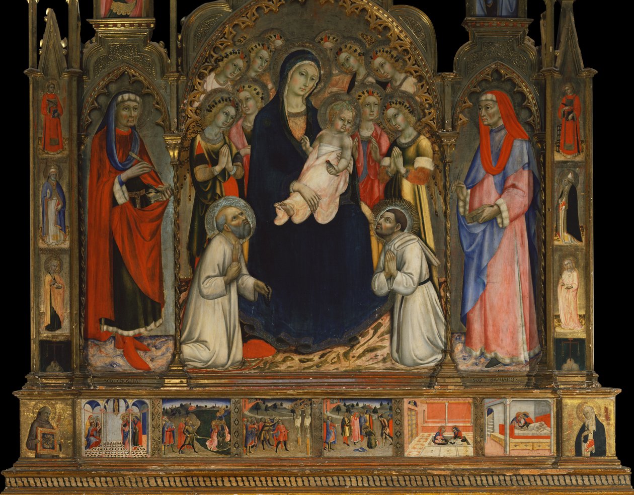 Retábulo dos Santos Cosme e Damião (pintura sobre madeira) de Sano di also Ansano di Pietro di Mencio Pietro