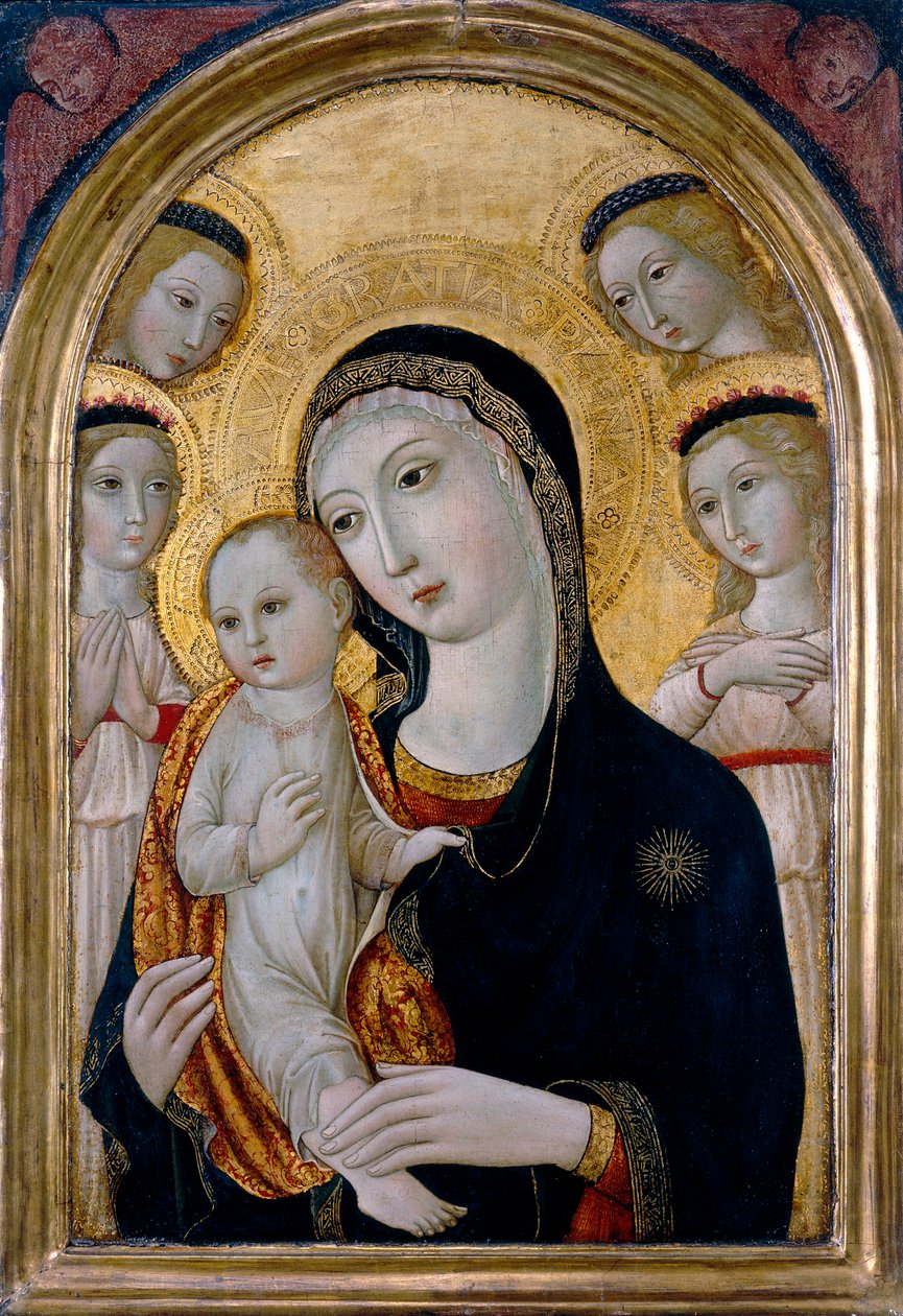 Madonna e Criança com Anjos, c.1480 de Sano di also Ansano di Pietro di Mencio (workshop of) Pietro