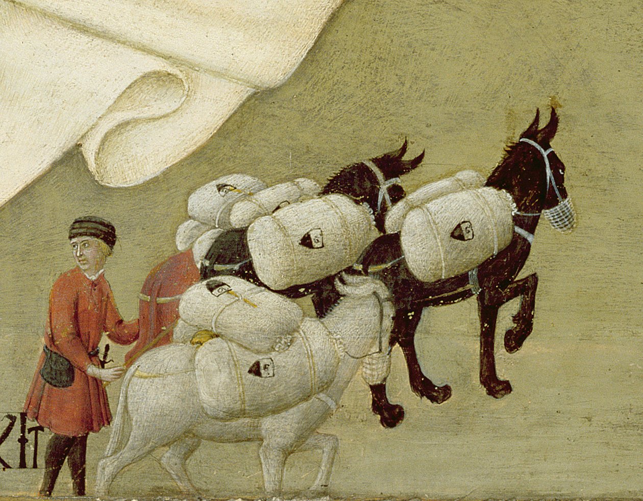 A aparição da Virgem ao Papa Calixtus III (1378-1458) 1455-58 (óleo sobre painel) (pormenor de 169574) de Sano di also Ansano di Pietro di Mencio Pietro
