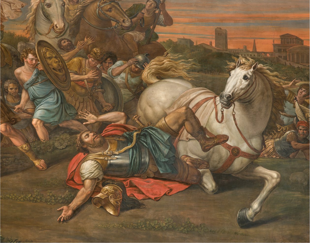 Muro oposto à contrafachada do transepto norte, Sante Legnani, Conversão de Saulo 1814, Detalhe baixo de Sante Legnani