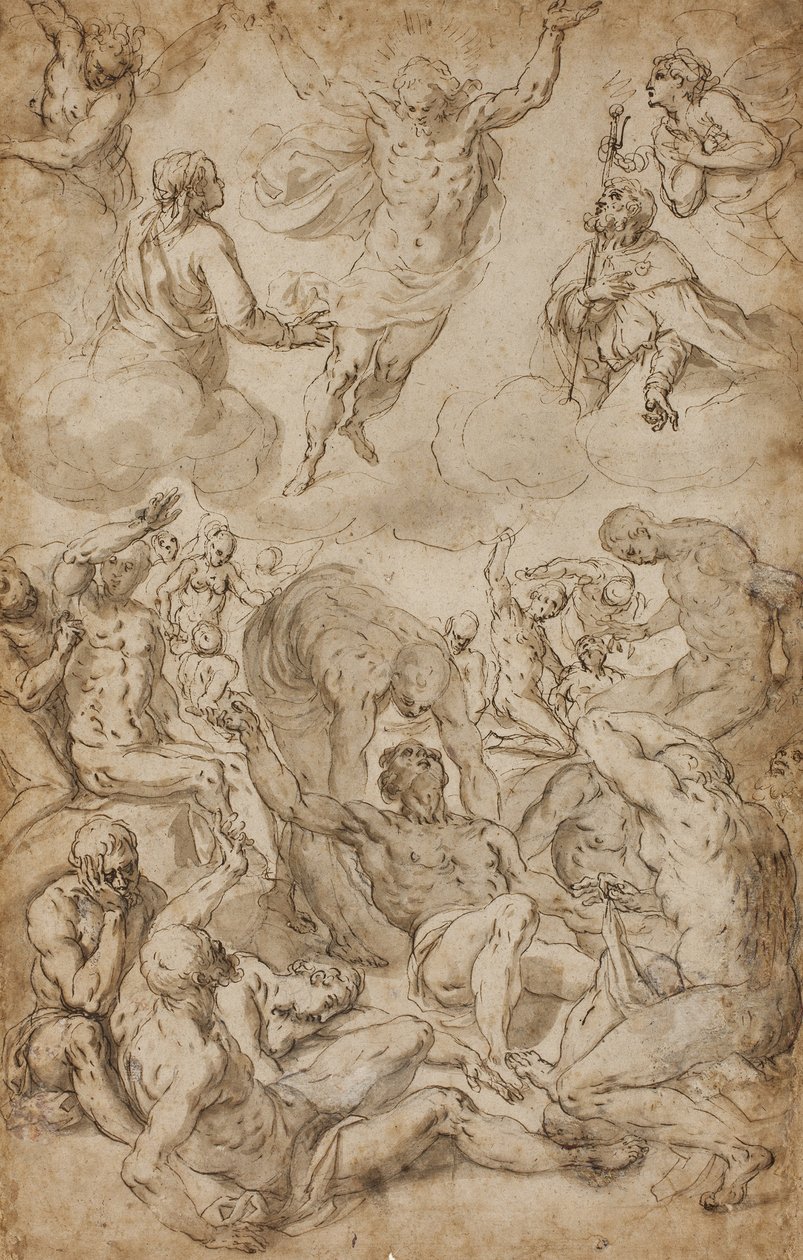 Saint Roch e a Virgem intercederam por Cristo em nome das vítimas da peste de Sante Peranda